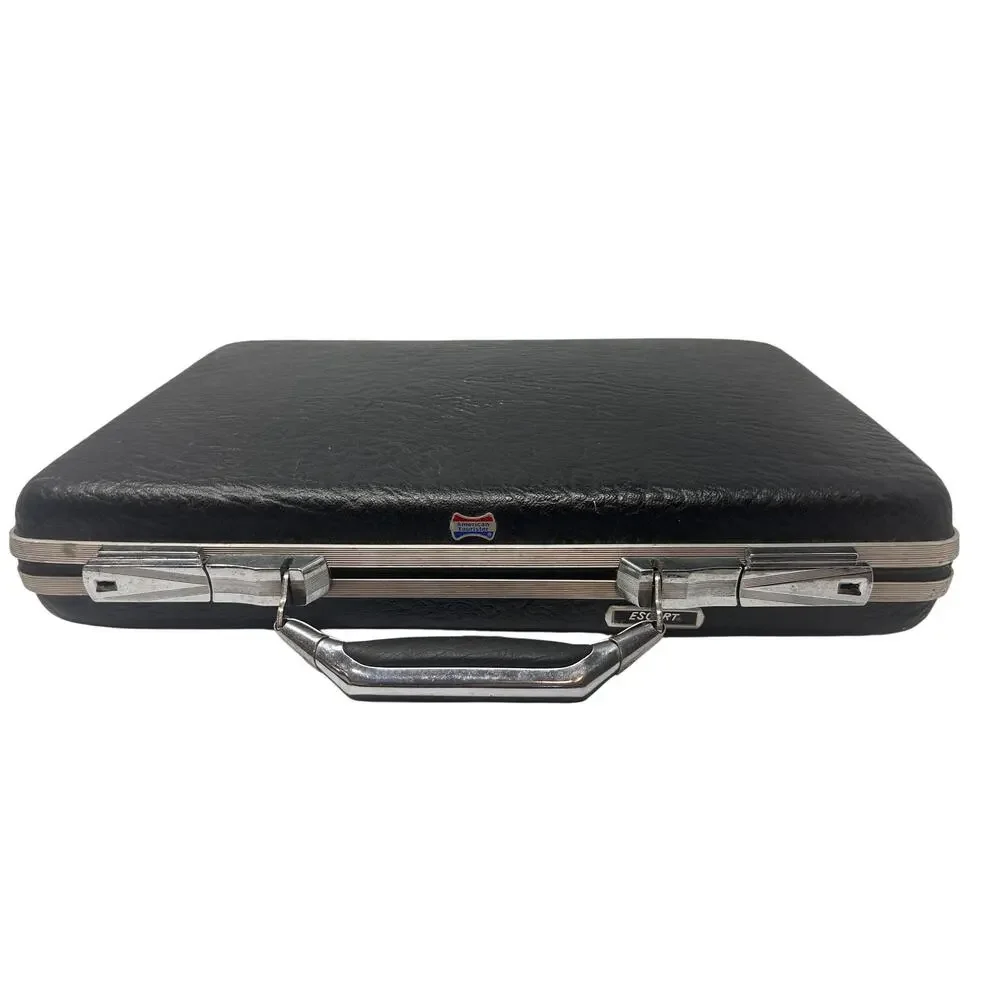 Vintage American Tourister Escort Hard Case‎ Briefcase Black Mid Century